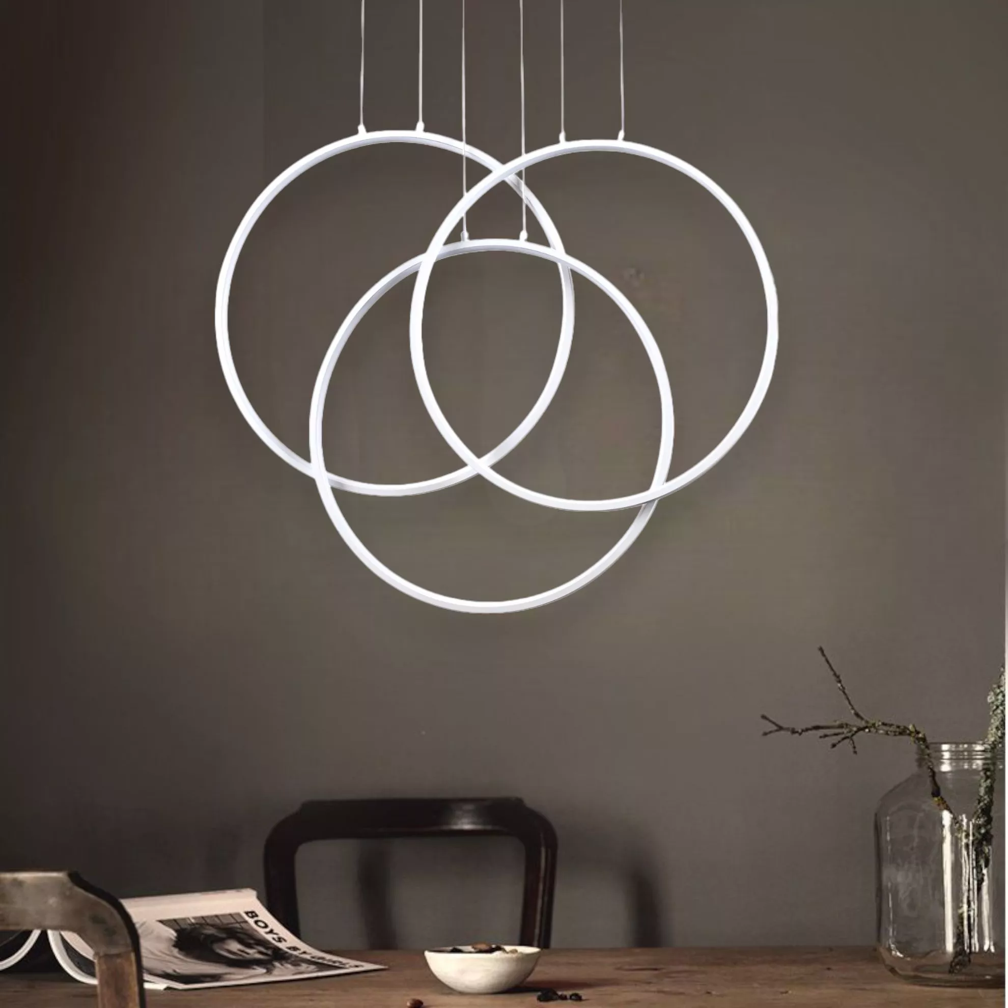 Ideal lux frame lampadario cerchi bianchi design moderno led 82w 3000k -  269351