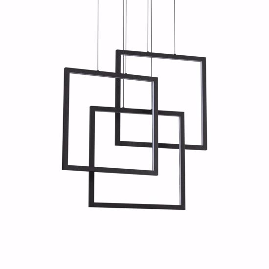 Frame ideal lux lampadario quadrati neri per soggiorno led 80w 3000k