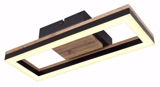 Plafoniera di legno moderna design rettangolare nera led 12w 3000k