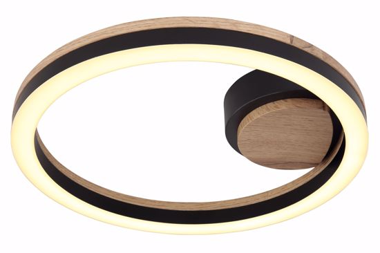 Plafoniera di legno moderna cerchio per ingresso nera led 12w 3000k
