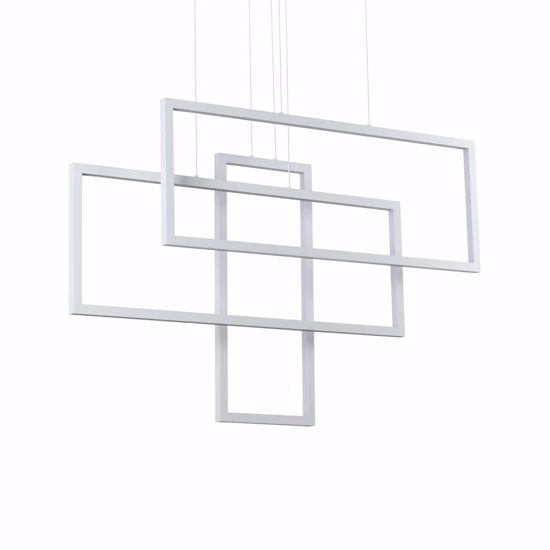 Frame ideal lux lampadario led 93w 3000k geometrico bianco per soggiorno
