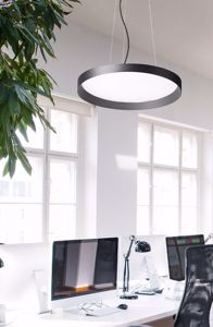 Fly sp ideal lux lampadario per ufficio moderno circolare nero led 18w 4000k