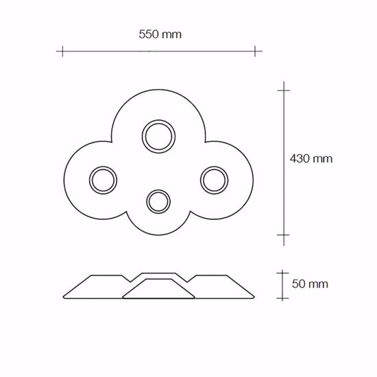 Plafoniera moderna in gesso verniciabile per camera da letto soggiorno