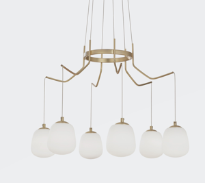 Karousel ideal lux lampadario moderno oro ottone 6 luci per soggiorno