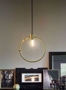 Abc ideal lux  round lampadario pendente cerchio ottone oro per ingresso
