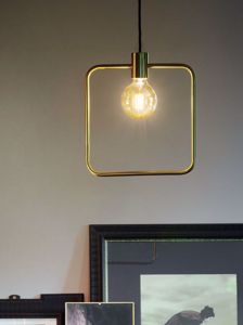 Ideal lux abc square lampadario pendente oro ottone per penisola cucina