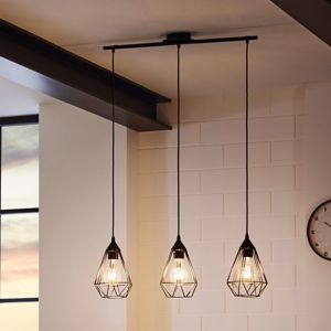 Lampadario  per penisola cucina nero tre luci