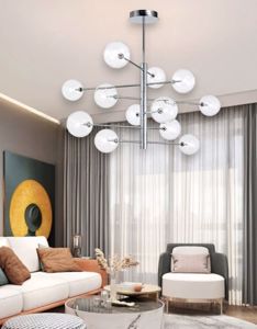 Equinoxe ideal lux sp12 cromo lampadario per soggiorno sfere vetro