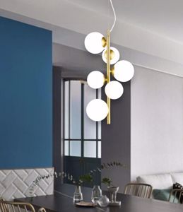 Perlage sp6 ideal lux lampadario a sospensione verticale 6 luci sfere vetro bianco