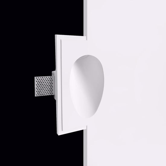 Segnapasso in gesso da incasso bianco ovale