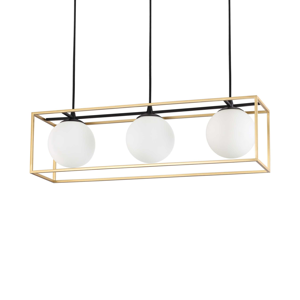 Lingotto ideal lux lampadario per tavolo da pranzo ottone sfere in vetro