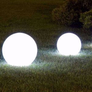 Lampada da terra prato per giardino sfera bianca 38cm led 6w 3000k oh! garden linea light