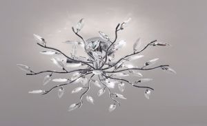 Plafoniera per salone 86cm cromo petali cristalli trasparenti affralux