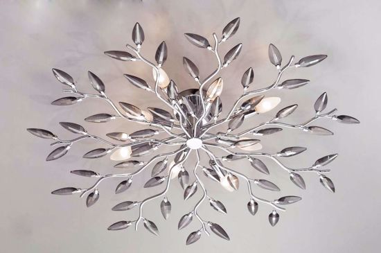 Affralux plafoniera moderna per salone 86cm cromo petali cristalli fume