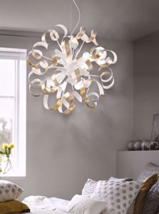 Vortex ideal lux lampadario vortice bianco e oro per camera da letto moderna