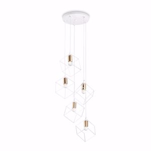 Ice ideal lux lampada a sospensione cinque luci per salotto cubi bianchi