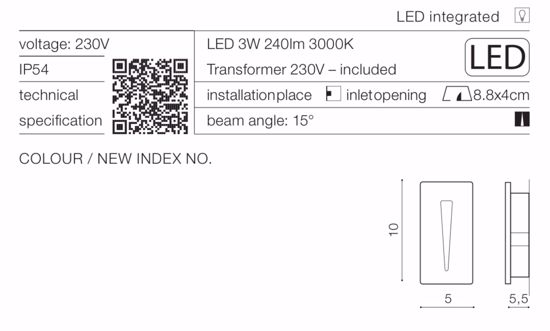 Segnapasso nero da incasso per interno esterno ip54 led 3w 3000k 230v