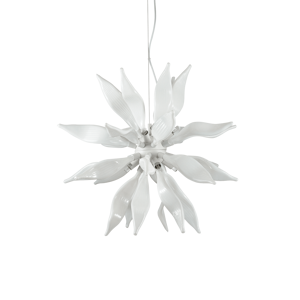 Ideal lux leaves sp8 lampadario per soggiorno moderno petali vetro bianco