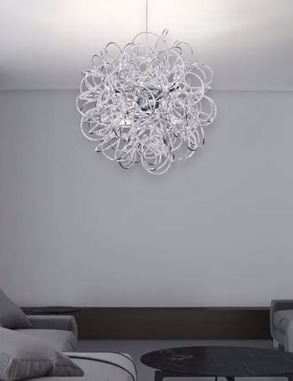 Dust ideal lux lampadario moderno fili intrecciati alluminio argentato 8 luci