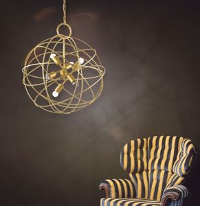 Ideal lux konse sp6 lampadario per soggiorno sfera intreccio oro 60cm