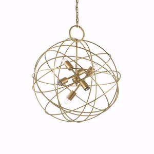 Ideal lux konse sp6 lampadario per soggiorno sfera intreccio oro 60cm