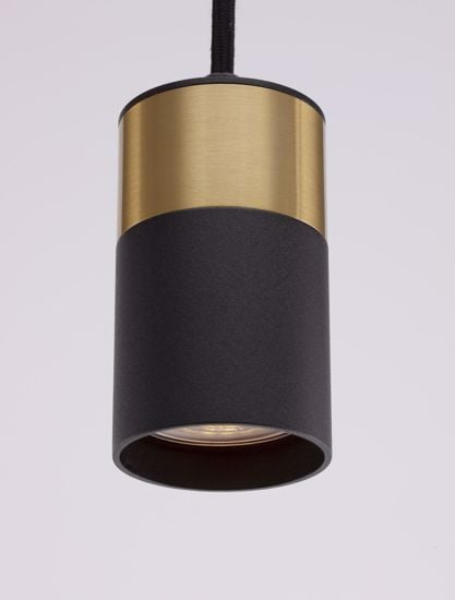 Lampadario da comodino cilindro nero oro per camera da letto