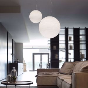 Ideal lux mapa riga lampadario per soggiorno boccia vetro bianco 40cm