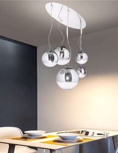 Ideal lux mapa fade lampadario a sospensione 5 luci sfere vetro cromo