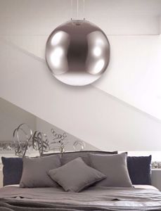 Ideal lux mapa fade lampadario per camera da letto sfera vetro 50cm cromo sfumato