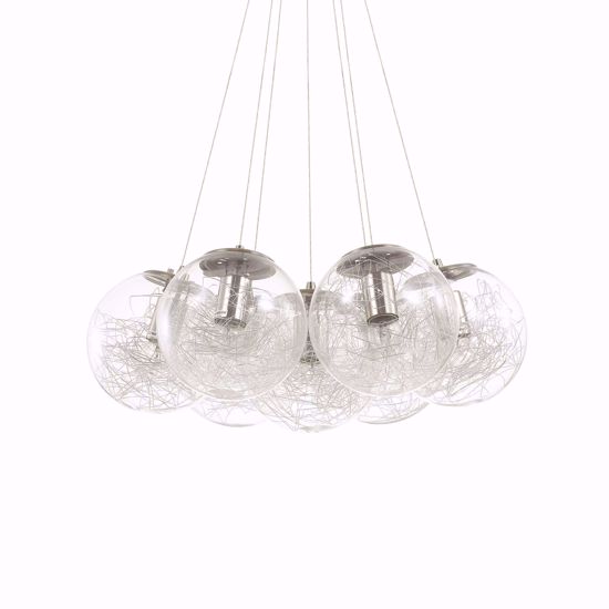 Ideal lux mapasat lampadario 7 sfere in vetro cavi regolabili nickel