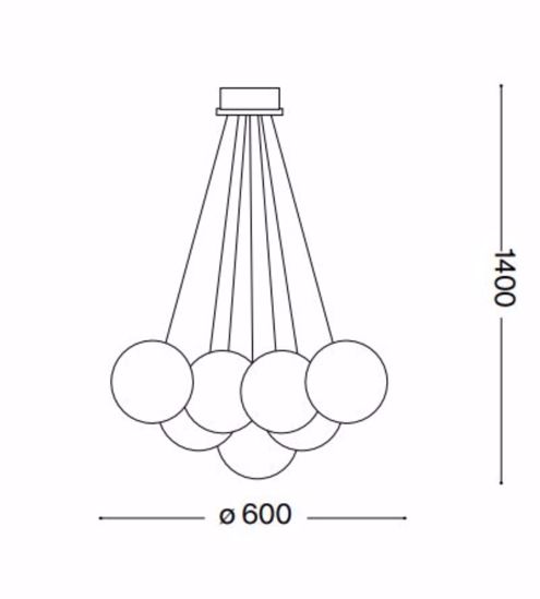 Ideal lux mapasat lampadario 7 sfere in vetro cavi regolabili nickel