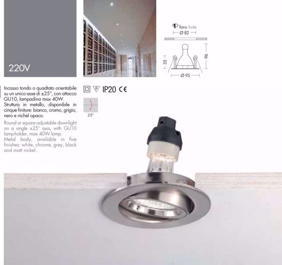 Faretto da incasso grigio orientabile gu10 rotondo per controsoffitto