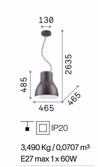 Breeze ideal lux lampadario pendente da cucina campana grigio scuro 46cm