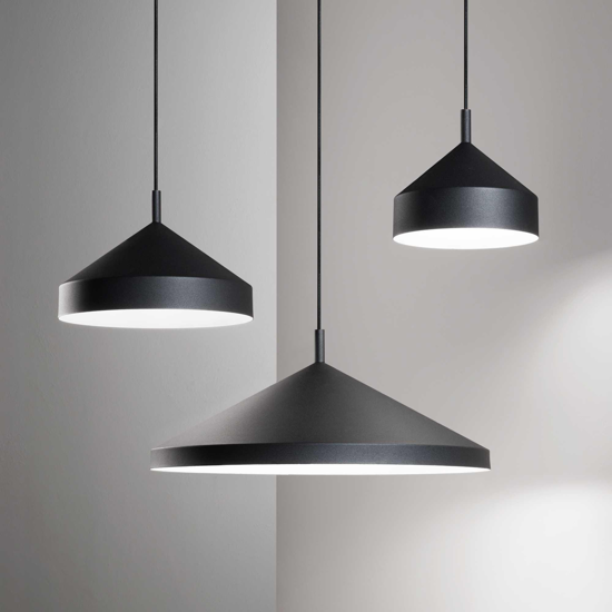 Ideal lux yurta lampadario nero design cono 30 cm per isola cucina moderna