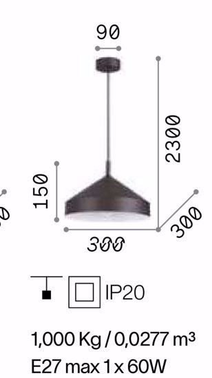 Ideal lux yurta lampadario nero design cono 30 cm per isola cucina moderna
