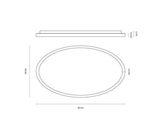 Vivida lifering-o plafoniera led 50w 3000k 4000k ovale sabbia dimmerabile