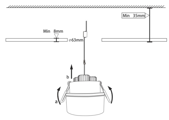 Faretto da incasso led rotondo per soffitto bagno doccia 4w 3000k ip44
