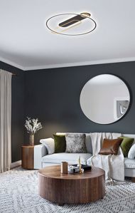 Plafoniera nero oro led 3000k per soggiorno design moderna