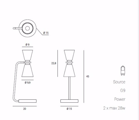Miloox graal lampada da tavolo moderna grigia due luci dimmerabile