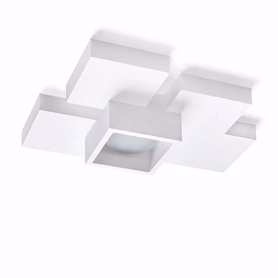 Plafoniera moderna quadrati gesso bianca pitturabile gx53 mazzola luce