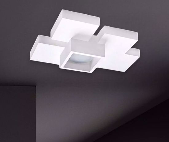 Plafoniera moderna quadrati gesso bianca pitturabile gx53