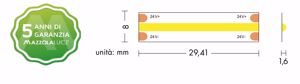 Strip led cob 11,2w mt 4000k 24v ip20 bobina 5mt per interni