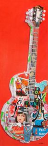 Quadro moderno verticale chitarra elettrica dipinto 50x150