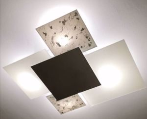 Plafoniera moderna vetri quadrati bianco argento toplight shadow 71cm