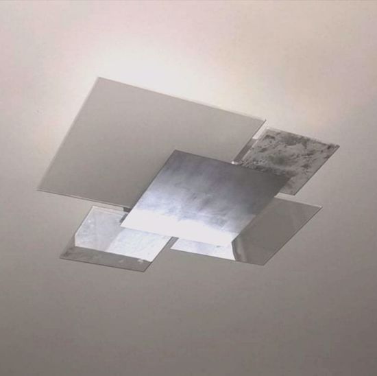 Plafoniera moderna vetri quadrati bianco argento toplight shadow 71cm
