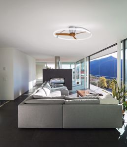 Ventilatore da soffitto moderno ambienti &gt;20mq con luce led argento pale legno inverter