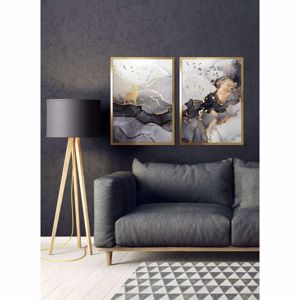 Quadro astratto marmo grigio scuro 53x73 cornice oro lucido