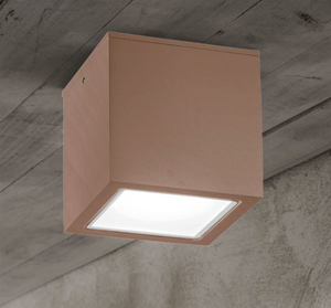 Ideal lux techo pl1 small faretto cubo da soffitto per esterno corten marrone ip54