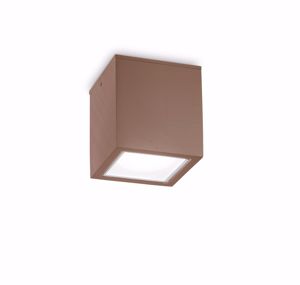 Ideal lux techo pl1 small faretto cubo da soffitto per esterno corten marrone ip54