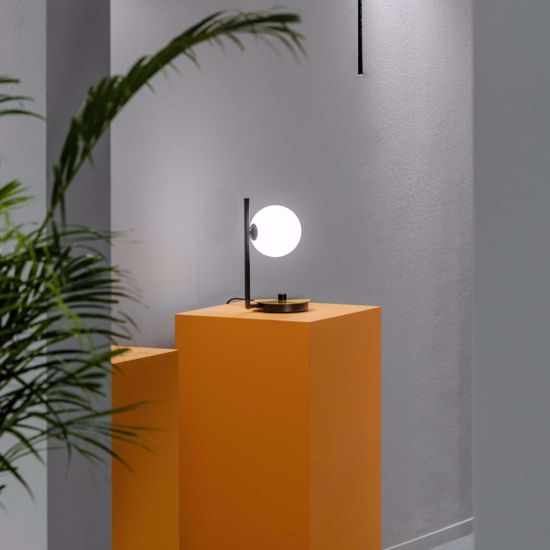 Ideal lux lampada da tavolo birds tl1 oro vetro bianco